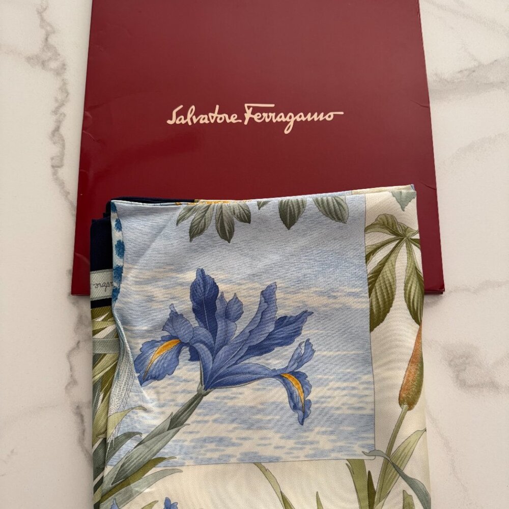 Salvatore Ferragamo Silk Scarf Marshland Print w/ Box
